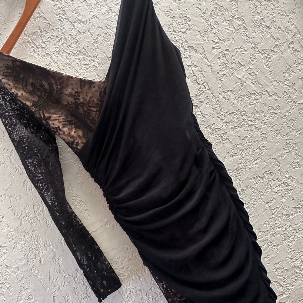 Zara Black Dress with Lace Long Sleeve